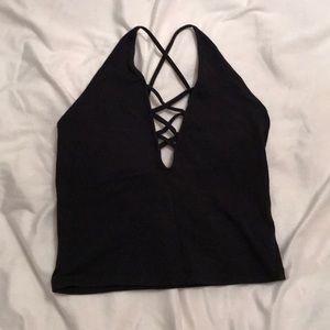 Criss cross black cropped cami